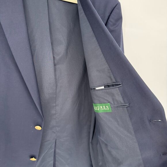 Ralph Lauren LRL Gold Button Wool Blazer Mens 44L Navy Sport Coat Jacket Classic - Picture 7 of 11